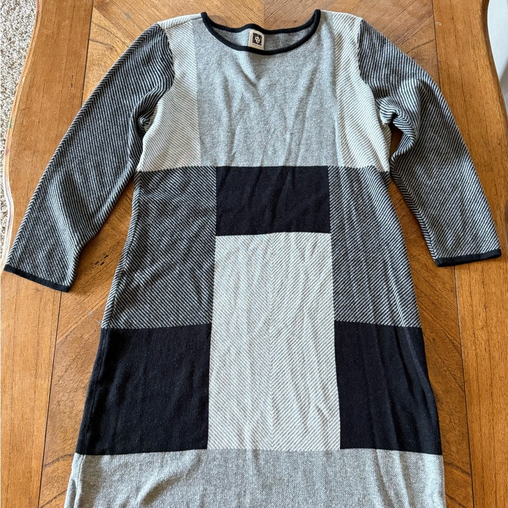 Anne Klein Black and Gray Asymmetrical Dress